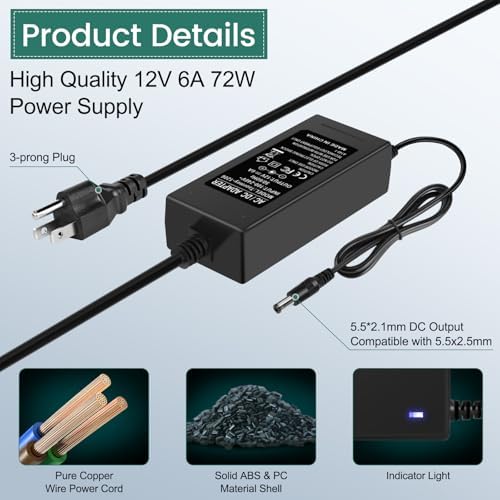High-Performance 24 V 5 A Universal Power Supply Adapter – AC/DC Converter for LED Strips, CCTV Cameras, and Monitors – 100-240 V Input for Global Compatibility with 5.5 x 2.1 mm Connector – Reliable Power Source with Safety Features for Optimal Device Performance