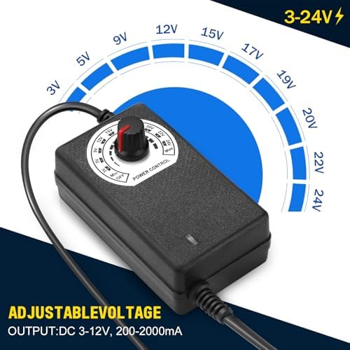 Universal 24 W Adjustable AC to DC Power Supply Adapter – Multi-Voltage Solution for 3 V, 5 V, 9 V & 12 V Electronics – Ideal for LED Lights, Fans, and More with Advanced Safety Features and Regulated Output