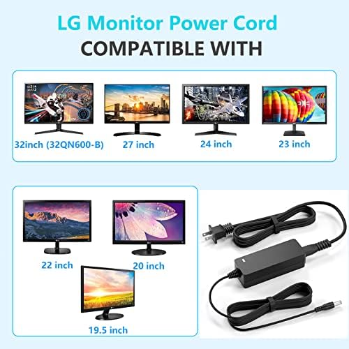 19 V DC Power Supply Adapter for LG Monitors – Reliable Replacement Power Cord for 19″ to 32″ LCD/LED Displays – Enhance Performance with Durable, Lightweight Design and Safety Features