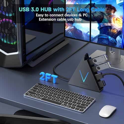 Maximize Your Device Connectivity with the Stylish Dark Purple USB C Hub Tower – 4-Port Splitter Adapter Featuring 2 FT Cable for Mac Book, i Mac, and Surface – High-Speed USB 3.0 Hub for Effortless Multi-Device Management and Enhanced Productivity