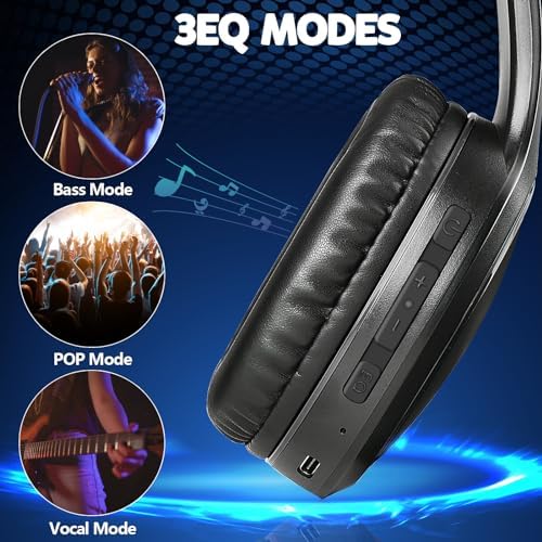 Ultimate 70-Hour Wireless Bluetooth Over-Ear Headphones – Immerse Yourself in Deep Bass with 3 Custom EQ Modes, Lightweight & Foldable Design for Maximum Portability, Integrated Microphone for Seamless Calls – Perfect for Music Lovers, Home Office, and On-the-Go Sound Quality