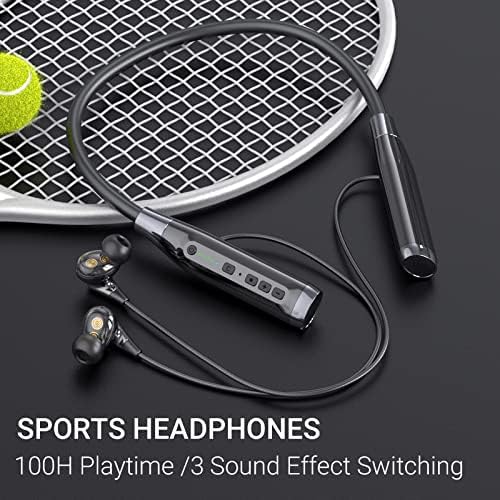 Ultimate Bluetooth Neckband Headphones with 100-Hour Playtime – Waterproof Wireless Earbuds Featuring Heavy Bass Noise Reduction and Built-in Microphone for Seamless Hands-Free Calling – Perfect for Workouts and All-Day Comfort – Enhanced Device Compatibility for Unmatched Audio Experience