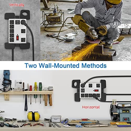Industrial Heavy Duty Power Strip with 8 Outlets & USB Ports – 2700 Joules Surge Protector for Workshop & Garage – 15 Amp Metal Power Strip with 6 FT Extension Cord for Enhanced Device Compatibility & Fast Charging
