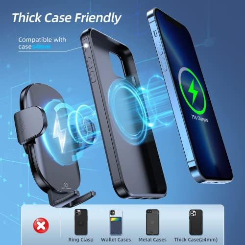 APPS2 15 W Fast Wireless Car Charger & Phone Holder – Versatile Mounting for i Phone 15 Pro Max/Plus, Samsung, LG & More – Ultimate Convenience for Safe Driving with Intelligent Charging Technology – Adjustable Dashboard, Windshield, and Air Vent Compatibility