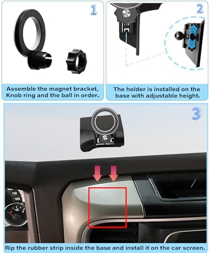 Magnetism Dodge Ram 1500/2500/3500 Phone Holder – Mag-Safe Compatible Hands-Free Car Mount with 360-Degree Rotation for Optimal Viewing – Adjustable Magnetic Cell Phone Accessory Preserving Air Vent Functionality for Safe Driving and Navigation