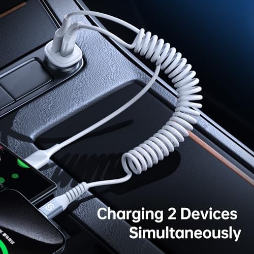 Syncwire 60 W USB C Car Charger with PD & QC Fast Charging – Ultimate Compatibility for i Phone 16, Galaxy S23/S22, Google Pixel 7/7 Pro – Includes 5 FT Coiled Type C Cable for Maximum Convenience – Compact Design with Safety Features for Reliable Power on the Go