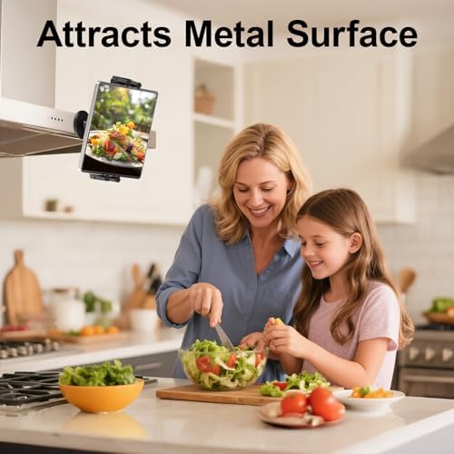 Ultimate Magnetic i Pad Stand for Tablets – Heavy-Duty 360° Swivel Mount for Kitchen, Gym, Car & Peloton – Supports 16.4 lbs, Compatible with 4.7-13.5 inch i Pad Pro – Effortless Hands-Free Experience on Metal Surfaces