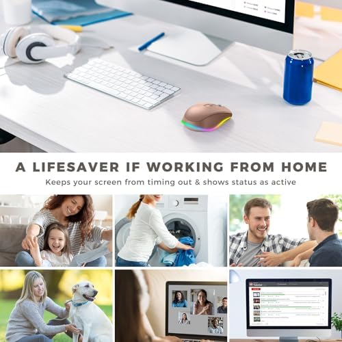 PEIOUS Rechargeable Wireless Mouse with LED – Innovative Jiggler Technology to Keep Your Computer Awake – Sleek Black Design for Optimal Comfort and Productivity