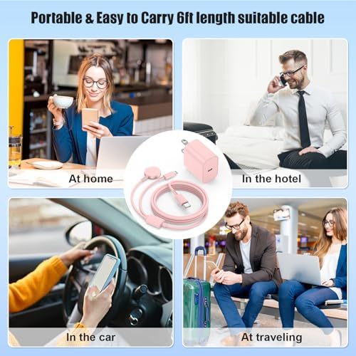 Revolutionary 2-in-1 USB C Magnetic Charger for Apple Devices – MFi Certified 20 W Fast Charge Cable with 6-ft Flexibility for Ultimate Convenience – Perfect Compatibility with Apple Watch Series 8/7/SE/6/5/4/3/2/1 and i Phone 14/13/12/11/XS – Your Premium Solution for Rapid Power Delivery on the Go