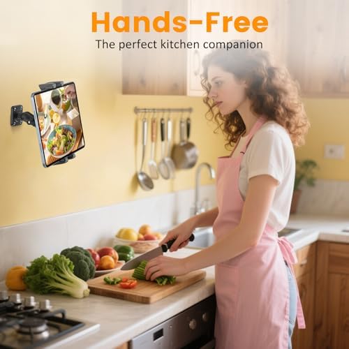Transform Your Viewing Experience with the OHLPRO Universal Tablet Wall Mount Holder – Adjustable 360° Rotation for 4.7-13 Inch Devices, Perfect for i Pad, i Phone, Kindle Fire HD, Galaxy Tab, and Nintendo Switch – Sturdy Drilled Mounting for Maximum Stability and Enhanced Hands-Free Functionality