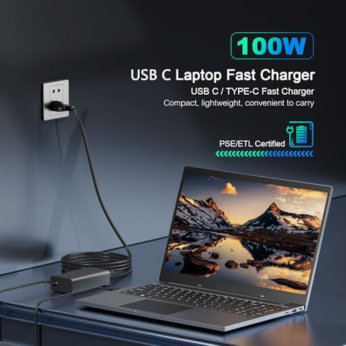 High-Performance 100 W USB-C Laptop Charger – Versatile Fast Charging Solution for Lenovo, Dell, HP, ASUS, Mac Book & More – PD 3.0 Technology for 45 W to 100 W Devices – Multi-Voltage Output (5 V-20 V) – Perfect for Gamers and Professionals Seeking Speed and Durability – Includes 30-Day Money-Back Guarantee and One-Year Defect Replacement – Your Essential Power Adapter for Modern Laptops