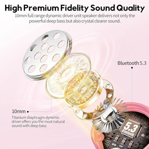 Elevate Your Sound with MOZOTER Bluetooth 5.3 Wireless Earbuds – Deep Bass & Crystal Clear Calls, 4-Microphone Noise Cancelling Technology, Lightweight Design for Ultimate Comfort, Wireless Charging Case – Perfect for i Phone and Android Users, Ideal for Workouts and Daily Adventures