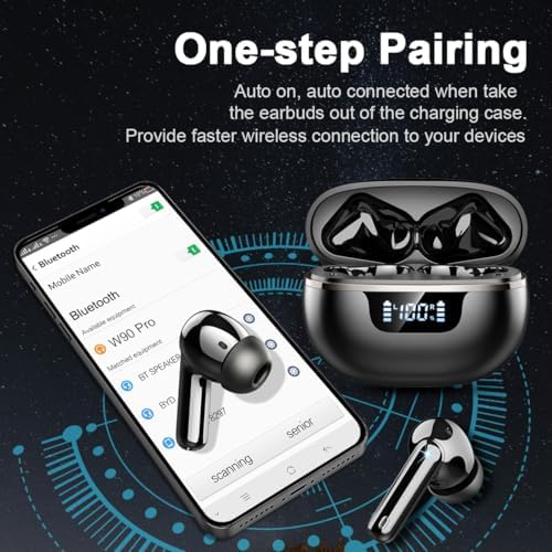 Revolutionize Your Listening Experience with Bluetooth 5.4 Wireless Earbuds – Cutting-Edge Noise Cancellation, 4 Microphone Clarity, and Sport-Ready Comfort for Ultimate Connectivity with Laptops, Tablets, and Smartphones – Featuring Dynamic Sound, LED Battery Indicator, and Ergonomic Design for Music Lovers on the Move