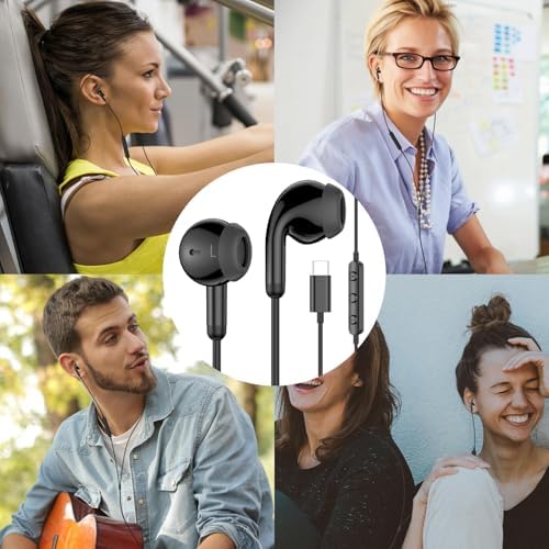 Premium USB C Earbuds for i Phone & i Pad – Superior Hi-Fi Stereo Headphones with Advanced Noise Isolation, Integrated Microphone, and Effortless Volume Control – Ideal for Audiophiles and Creative Professionals – Lightweight Ergonomic Design for Ultimate Comfort and Seamless Device Compatibility