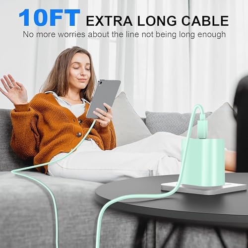 10 FT i Pad Fast Charging Cable Set – High-Power 20 W USB C Charger with Extended Reach for Ultimate Flexibility, Compatible with i Pad 10 th/11 th Gen, i Pad Pro (12.9/11 inch), i Pad Air (4 th/5 th), and i Pad Mini – Durable, Stylish Black Design for Seamless Charging Experience