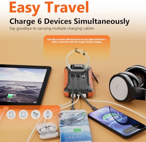 ERRBBIC 20000 m Ah Solar Power Bank – Ultimate Portable Wireless Charger with 15 W Fast Charge, Dual USB-C Outputs, and Emergency LED Flashlight – Perfect for Outdoor Adventures and Everyday Convenience