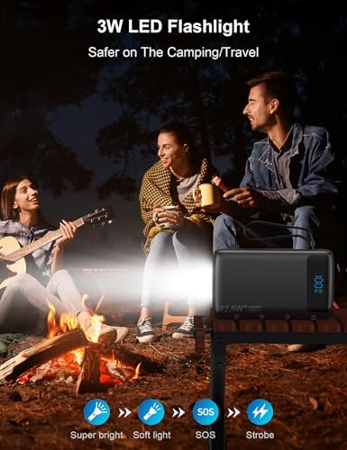 High-Capacity 27000 m Ah Portable Power Bank with Built-In Cable for i Phone 15/16 Series – Fast-Charging USB-C Battery Pack, LED Display for On-the-Go Charging, Reliable Travel Companion for All Smartphones