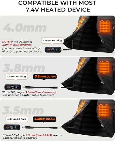 Ultimate Heated Vest Battery Pack – 7.4 V 16,000 m Ah Rechargeable Power Bank with LED Display, Versatile DC/USB/Type-C Output for Enhanced Compatibility with ORORO & Venustas Heated Jackets – Lightweight, Durable & Fast Charging Solution for Outdoor Enthusiasts