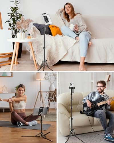 Viozon 67” Adjustable Aluminum Tablet Floor Stand – Ultimate Tripod for Video Recording & Photography, Compatible with 3.5-13” Devices, i Pad Pro & i Phone 15 – Versatile, Portable & User-Friendly Solution for Seamless Content Creation