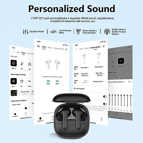 QCY HT05 Active Noise Cancelling Wireless Earbuds – Bluetooth 5.2 Headphones with 30-Hour Playtime, AI-Enhanced Call Clarity, 6 Mics, Anti-Wind Noise, and Customizable EQ App for Tailored Sound Experience