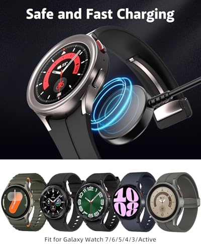 Upgrade Your Charging Experience: 5 FT Dual-Pack Samsung Galaxy Watch Charger – High-Speed USB Cable for Galaxy 7/6/5/4/3/Active Ultra/FE – Durable Design for Maximum Power Efficiency & Versatile Use