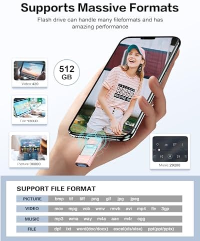 256 GB i Phone Photo Stick – High-Speed USB Flash Drive for Effortless Data Transfer & External Storage for i Phone/i Pad/PC (Sleek Blue Design) – Expand Your Memory with Style and Reliability