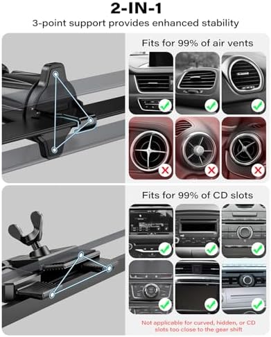 A2C Qi2 15W Wireless Car Charger CD Mount for MagSafe, Magnetic Wireless Charger for Car Air Vent | CD Slot with Semiconductor Cooling Chip, Fast Charging for iPhone 16 15 14 13 12, LED Indicator – Enhanced Compatibility and Speed