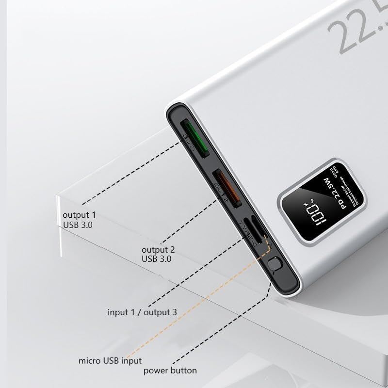 High-Capacity 50000 m Ah Portable Power Bank with 22.5 W Fast Charging – Dual USB 3.0 & Type-C QC PD4, LED Display for Instant Battery Monitoring – Ultimate Charging Solution for i Phone 16/15/14/13/Pro Max & Android Devices – 2024 Upgraded Design for Enhanced Durability and Performance