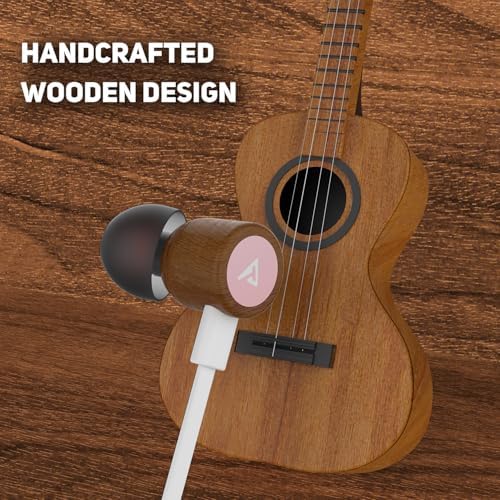 Elevate Your Sound Experience: Premium Red Pear Wood USB C Headphones for i Phone 16 – Hi-Fi Stereo Type C Earbuds with Built-in Remote & Microphone – Luxurious Rose Gold Finish for Unmatched Audio Clarity on i Phone 16/15 Pro Max, Galaxy S23, i Pad – Comfortable Wired Earphones for Audiophiles and Professionals