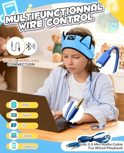 Premium Safe Listening Kids Headphones – Versatile Bluetooth & Wired Connectivity – Ultra-Comfort Stretchy Headband for Secure Fit – Travel-Friendly Audio Gear for Toddlers and Babies – Exceptional Device Compatibility – Lightweight, Durable Design for Everyday Adventures