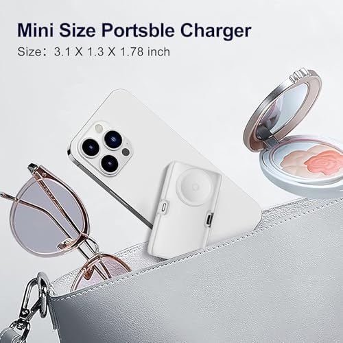 Compact 5000 m Ah Portable Charger for i Phone and Apple Watch – 20 W PD Fast Charging Power Bank with Built-in USB-C Connector for Travel – Compatible with i Phone 15/14/13/12 Pro/Max and Apple Watch 9/8/7/6/SE – Sleek, Lightweight Design for Ultimate Portability and Enhanced Performance
