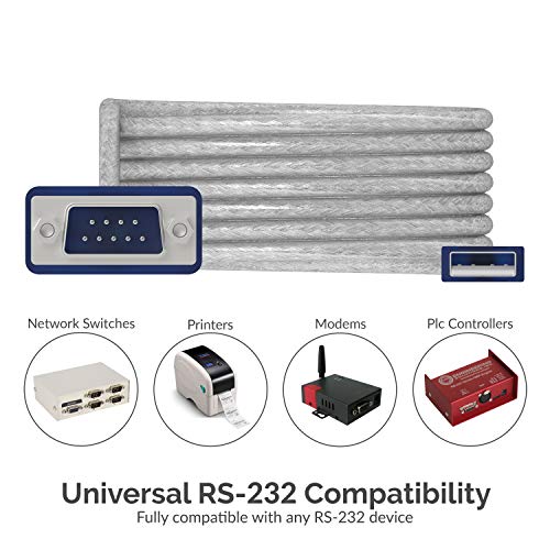 SABRENT USB-C to DB9 Serial RS-232 Adapter Cable (3 FT) – High-Speed Prolific PL2303 Chipset for Seamless POS, Modem, GPS, and Industrial Device Connectivity – Versatile USB 2.0 Solution for Legacy Device Integration with 1 bps to 12 Mbps Baud Rate – Durable, Portable, and Easy to Use