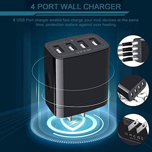 AILKIN 4.8 A Multi-Port USB Wall Charger – Ultimate Fast Charging Station for i Phone 15/14/SE/13/12/11 Pro Max & Samsung S23/S22 – Compact Power Hub with Built-in Safety Features for Home, Office & Travel