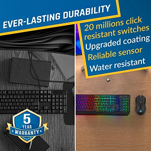 KLIM Chroma RGB Wireless Gaming Keyboard – Ultimate Performance with Long-Lasting Rechargeable Battery, Quick Typing & Water-Resistant Design for PC, PS5, PS4 & Mac – Elevate Your Gameplay with Stunning Backlighting & Enhanced Compatibility
