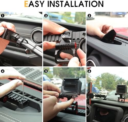 BESTAOO Dash Mount Phone Holder for 2018+ Jeep Wrangler JL & 2020+ Gladiator JT & 2021 Ford Bronco – Innovative Single Ball Design for Picatinny Rail Compatibility, Secure and Adjustable Phone Mount for Enhanced Driving Safety and Convenience