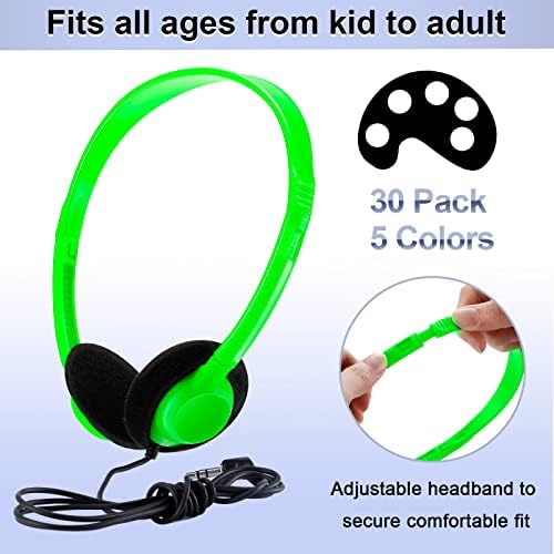 Yunsailing 30-Pack Classroom Headphones – Lightweight & Durable On-Ear Headsets with 3.5 mm Jack for Engaging Learning – Cheerful Light Yellow Color for Students and Teachers in Educational Settings