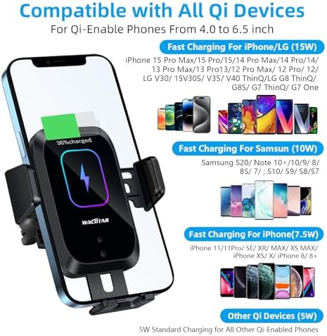 Advanced Wireless Car Charger with CD Slot Mount – 15 W Qi Fast Charging & Smart Auto-Clamping for i Phone and Samsung Devices – Effortless Installation and Enhanced Device Stability for Safer Driving Experience