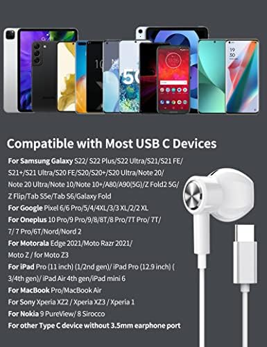ACAGET Hi-Fi USB C Wired Earbuds – Premium Stereo Sound for Samsung Galaxy S25/S24/S23/S22 Ultra & i Phone 16 Pro Max, Magnetic Design with Travel Case – Superior Comfort & Enhanced Connectivity for Music Lovers and Professionals