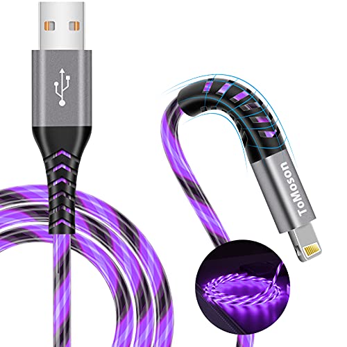 Vibrant LED Lightning Charging Cable for i Phone – MFi Certified 6 FT Fast Charge USB Cord with Dynamic RGB Light-Up Feature for Enhanced Compatibility and Performance with i Phone 14, 13, 12, 11 Pro Max, XR, X, SE, 8 Plus, i Pad, and i Pod – Durable and Stylish Tech Accessory for Home and On-the-Go Charging