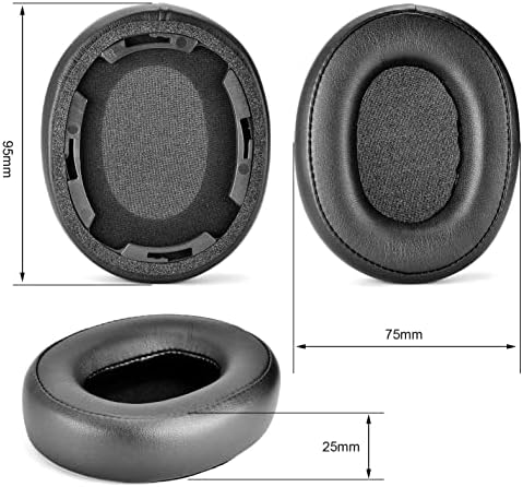 Premium Replacement Earpads for Audio-Technica ATH-SR50 BT Headphones – Luxurious Protein Leather Cushions for Enhanced Comfort and Sound Quality – Quick Installation and Durable Design in Classic Black with Buckle