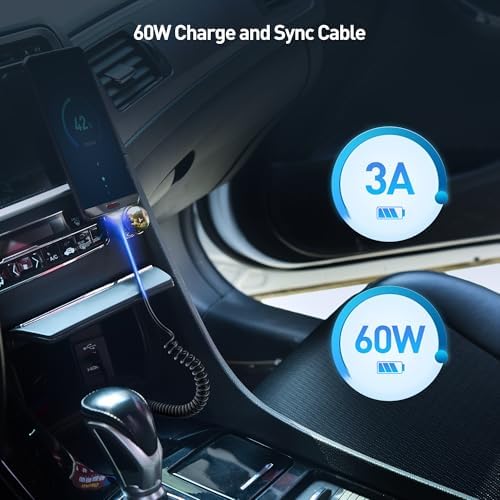 Cable Matters 2-Pack Coiled USB C to USB C Cable 1-4 Feet, Up to [60W Charging, 480Mbps Data Transfer] Compatible with Apple CarPlay, Android Auto, USBC Charger Cable for iPhone 16/15, Galaxy S24 – Enhanced Compatibility and Speed