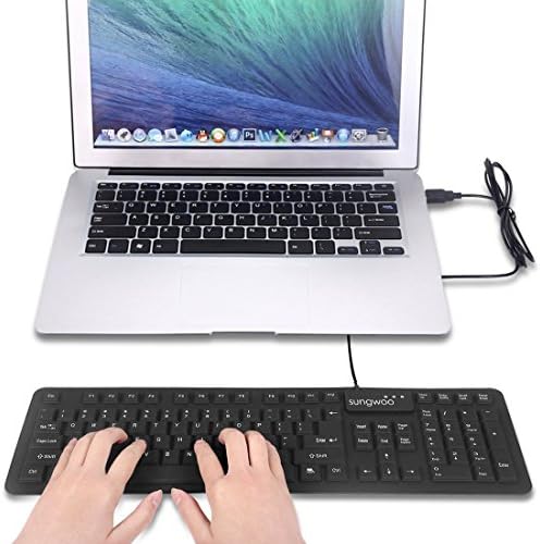 Sungwoo Portable Waterproof Rollup Silicone USB Keyboard – Full-Size Versatility for PC, Laptop & Notebook Users, Easy Storage & Seamless Compatibility, Ideal for On-the-Go Professionals and Students