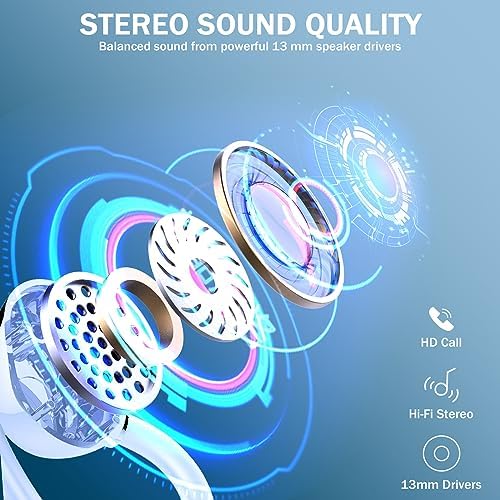 Premium Bluetooth 5.3 Wireless Earbuds – IP7 Waterproof Sport Headphones with 48-Hour Battery Life, Noise-Cancelling Mic, and 3 D Hi-Fi Stereo for Ultimate Workout Performance – Perfect for Running and Gym Enthusiasts
