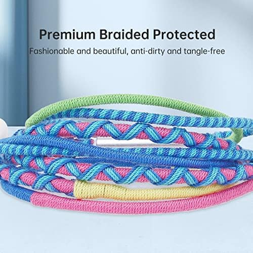 URIZONS Vibrant Nylon Braided Wired Earbuds – Tangle-Free In-Ear Headphones Compatible with i Phone 7, 8, 11-14 – Enhanced Sound Clarity and Comfort for Ultimate Audio Experience
