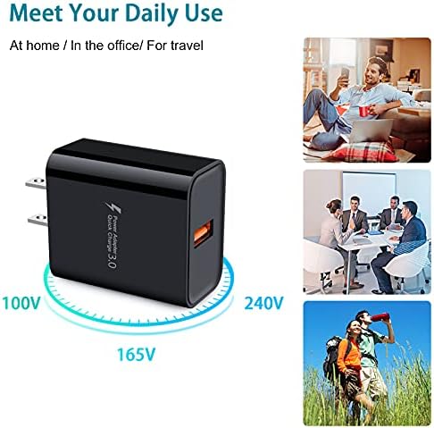 Rapid Charge Android Power Adapter with 6 FT and 9 FT Type C Cables – High-Speed 3 A Fast Charging Compatible with Samsung Galaxy S25, i Phone 16 Pro Max, and More – Compact Design with Built-in Safety Features for Ultimate Portability and Reliability