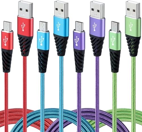 Bynccea 10 FT Nylon Braided Micro USB Charging Cable – 4-Pack Fast Charge Cord for Samsung Galaxy S6, S7 Edge, J3, J7, LG, HTC, Motorola, Sony, Xbox One, PS4 – Durable and Flexible Power Solution for Enhanced Device Compatibility
