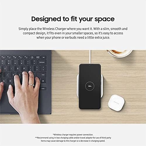 Samsung 15 W Ultra-Fast Wireless Charging Pad for Galaxy Devices – Sleek and Portable Cordless Charger with LED Status Light & USB-C Cable for Effortless Charging at Home or On-the-Go – Enhanced Compatibility in Elegant Grey