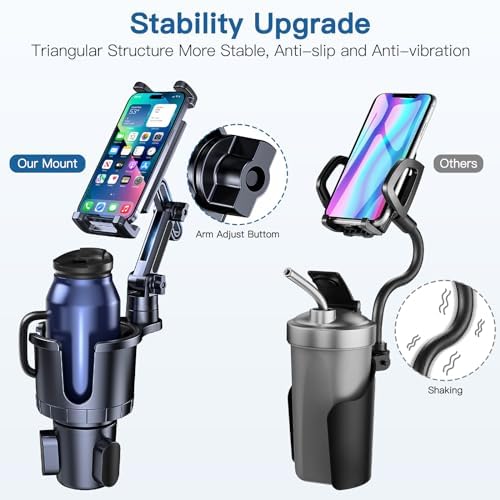 Transform Your Drive with the Ultimate 2-in-1 Adjustable Cup Holder Mount for Phones & Tablets – 360° Rotating Arm for Perfect Viewing Angles, Compatible with All Smartphones and i Pads, Ideal for Hands-Free Navigation and Entertainment While On the Road