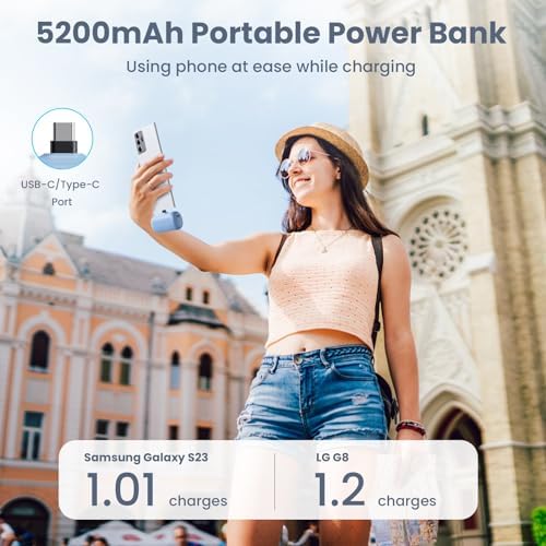 Ultra-Compact 5200 m Ah USB C Power Bank – Fast Charging Mini Portable Charger for i Phone 16/16 Plus/15/15 Plus/15 Pro Max, Galaxy S25/S24, i Pad, and Android Devices – Essential Power Solution for On-the-Go Charging