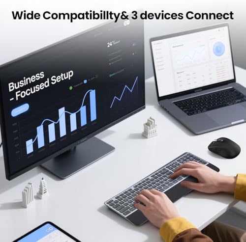 Ultimate Wireless Bluetooth Mouse with USB Connectivity – Full-Sized, Silent Operation, 4-Way Scrolling & Adjustable Cursor Speed for Seamless Multi-Device Use Including Computers, Laptops, Tablets, and Mac Books – Long Battery Life with Side Buttons for Enhanced Productivity